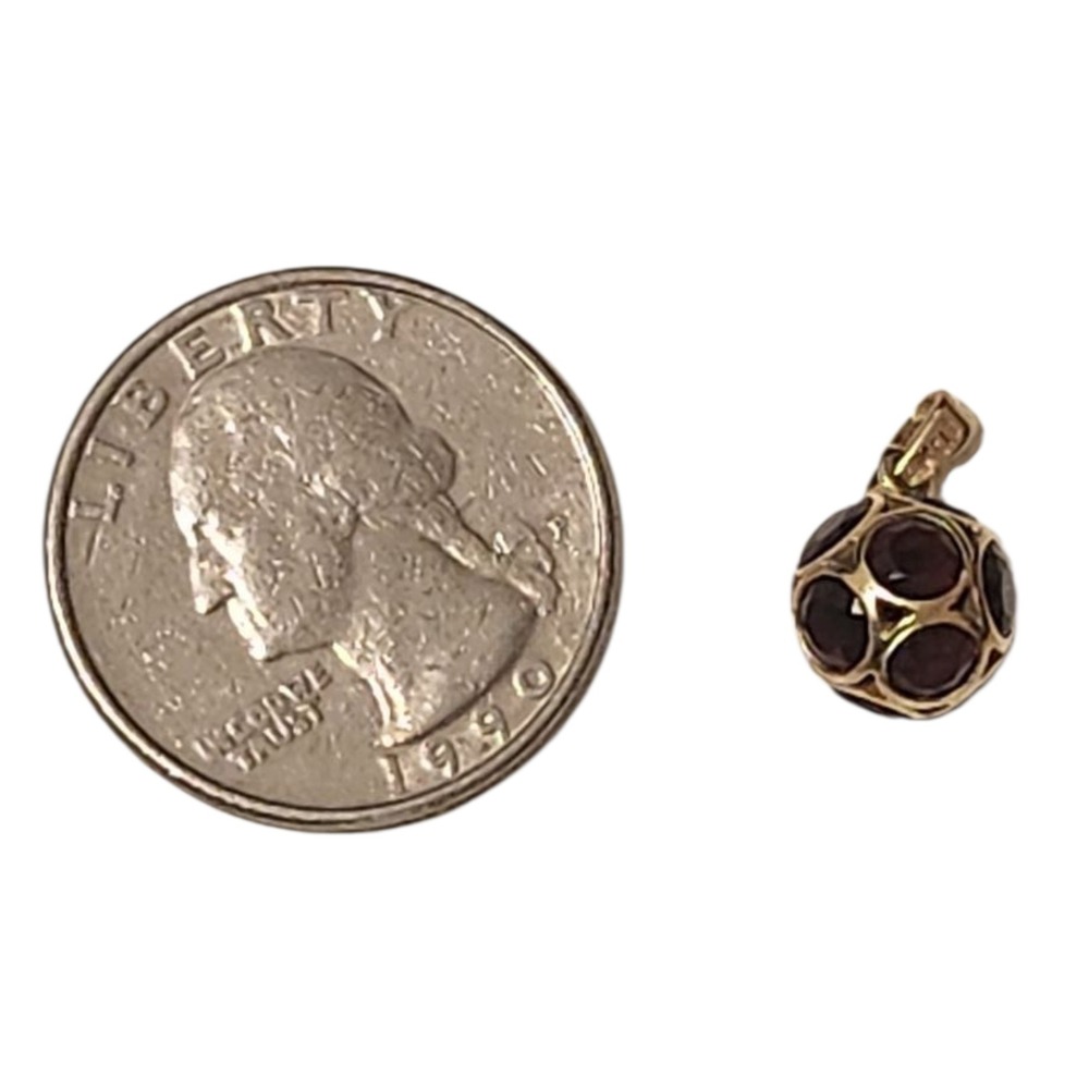 Clyde Duneier 14K Gold Round Garnet Ball January Charm Pendant CID Anniversary‎ - Picture 5 of 5